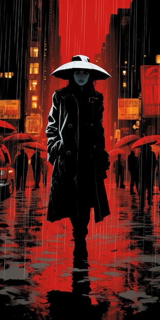 Mysterious Black Man Walking In Rain Art Inspired By Adam Hughes And Frank Miller