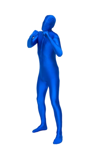 Foto misterioso uomo blu in costume