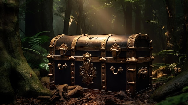 A mysterious chest in the heart of a lush forest