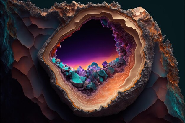 Mysterious colorful Geode abstract generative background