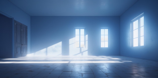 Photo the mysterious contrast of light and dark an empty room with sunlight and shadows