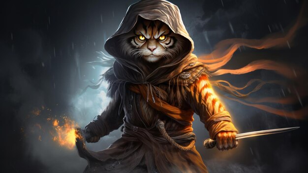 Mysterious and dangerous tiger ninja AI generated image