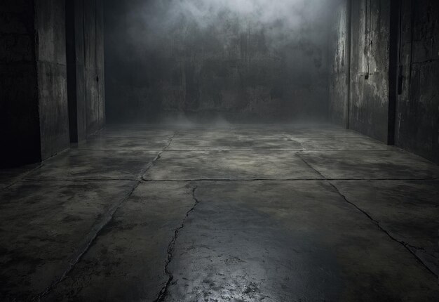 Mysterious Dark Mist over Concrete Floor