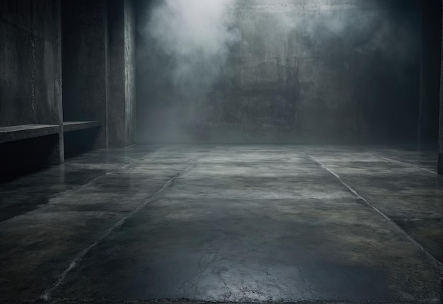 Mysterious Dark Mist over Concrete Floor