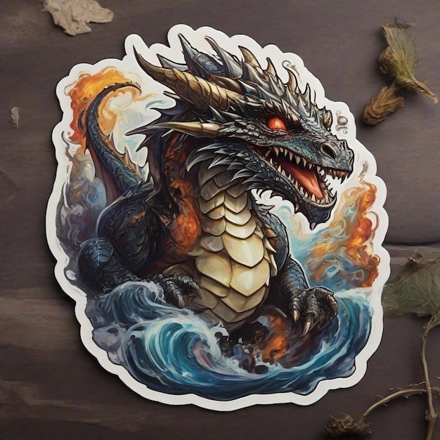 Photo mysterious dragon stickers ai generated