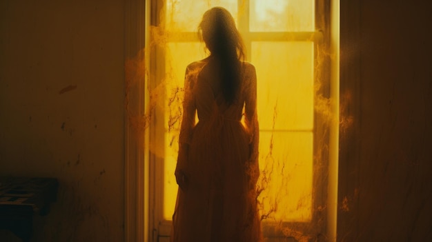 Mysterious And Dreamlike A Woman In A Yellow Dress