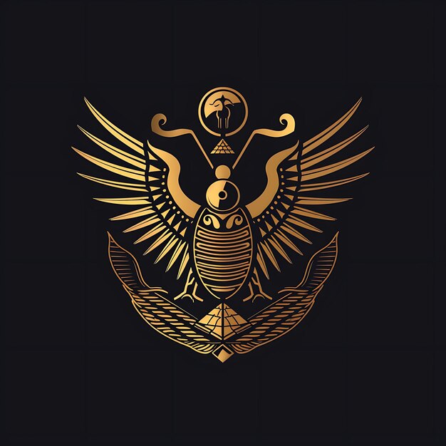 Mysterious Egyptian Hieroglyphics Logo With Scarab and Pyram Tshirt Tattoo Ink Outline CNC Simple