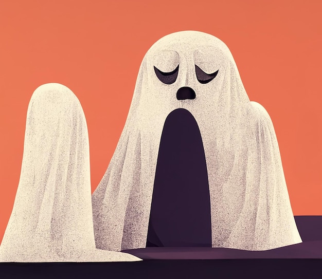 Mysterious flat halloween animated ghost costume textured graphic design