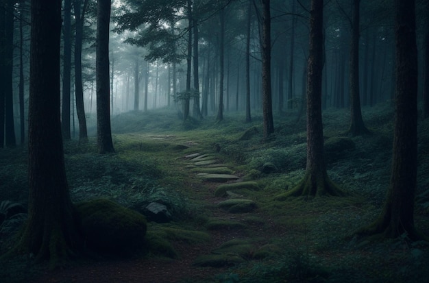 Mysterious forest landscape