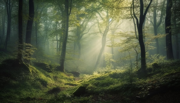 Mysterious forest spooky beauty in nature fantasy generated by AI