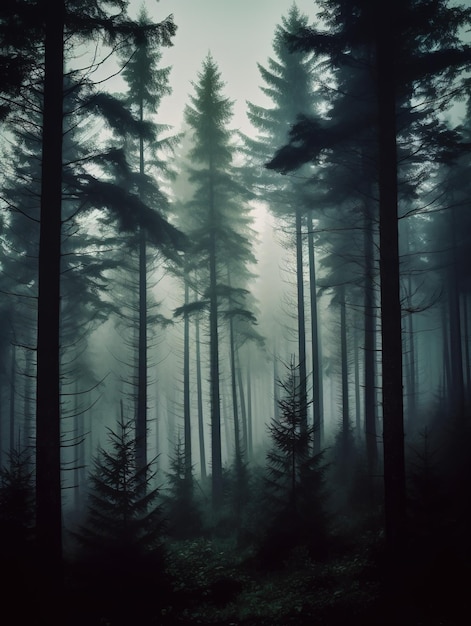 Premium AI Image  a dark and mysterious forest with an angry