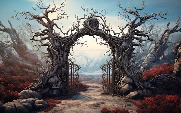 Premium AI Image | Mysterious Gateway The Forged Iron Portal