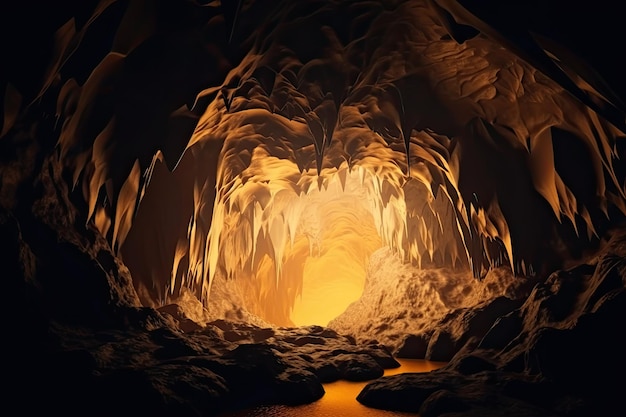 Mysterious Glowing Gold Cave Enter Ancient Spiritual Sanctuary within the Rocky Mountain Inside