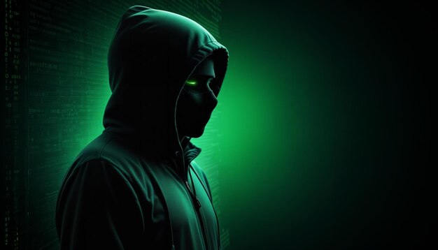 Mysterious Hacker in the Dark with Binary Code