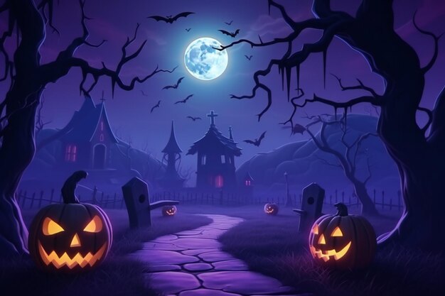 Mysterious halloween night happy halloween banner