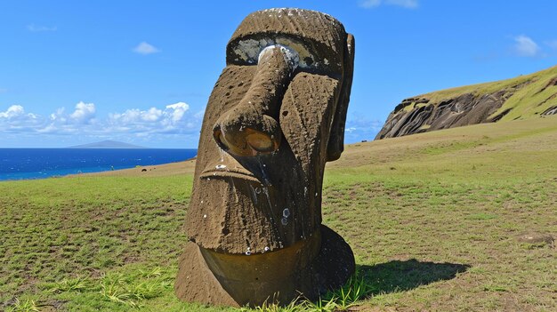 Foto le misteriose e iconiche statue moai dell'isola di pasqua sono alte e silenziose il loro scopo è ancora sconosciuto