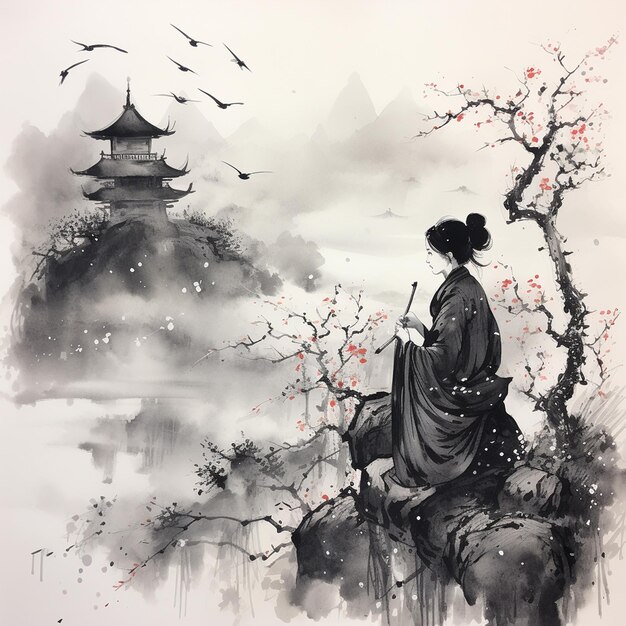 Photo mysterious ink wash painting