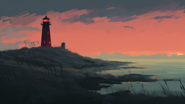 Mysterious Island Lighthouse Een duister romantisch demonenlandschap