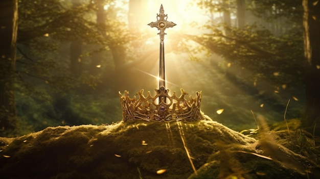 Photo mysterious and magical photo of gold king crown