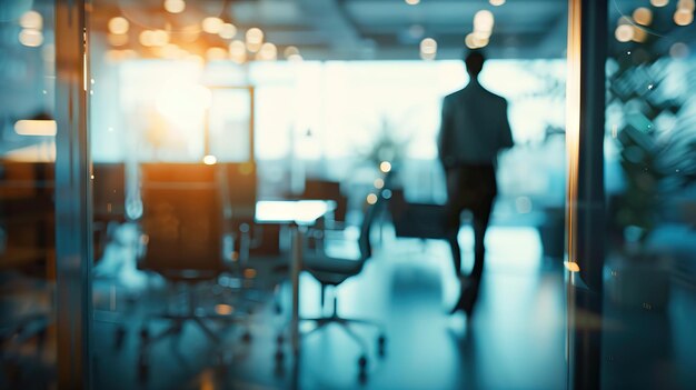 Mysterious man in office building during business meeting