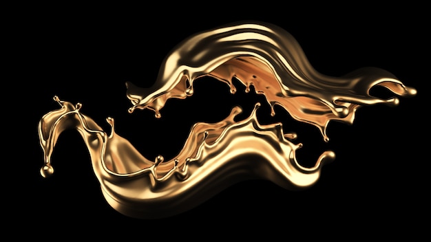 Mysterious, mystical, luxury splash of gold. 3d illustration, 3d rendering.