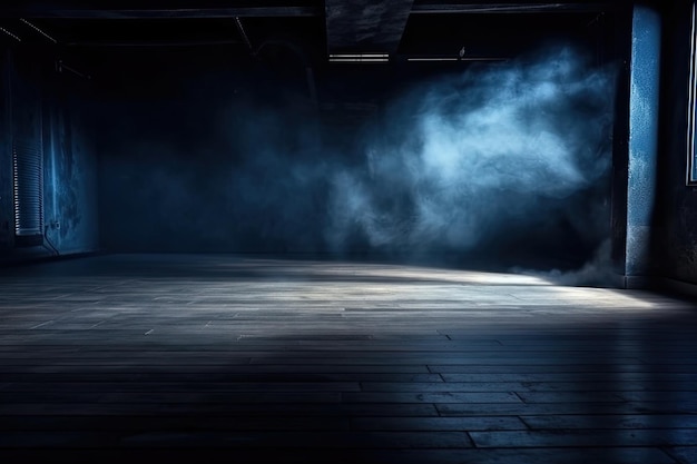Таинственная и зловещая темная комната, излучающая дым Генеративный ИИ