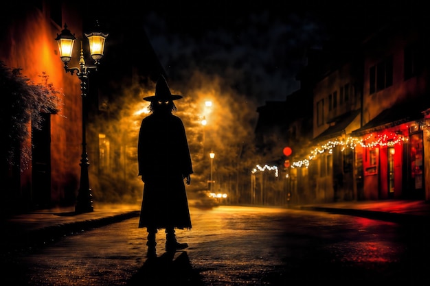 Mysterious person on a dark street