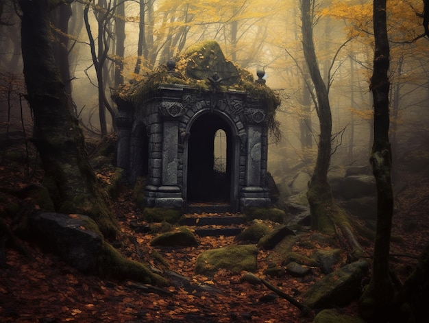 mysterious place with ruins