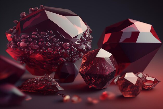 Mysterious red crystal abstract generative background