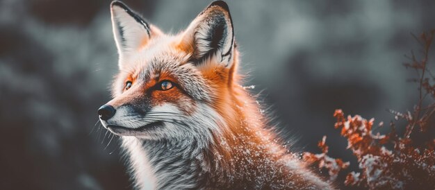 Photo mysterious red fox generative ai