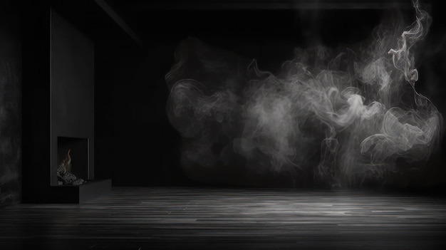 A mysterious and smoky room with low lighting Generative ai