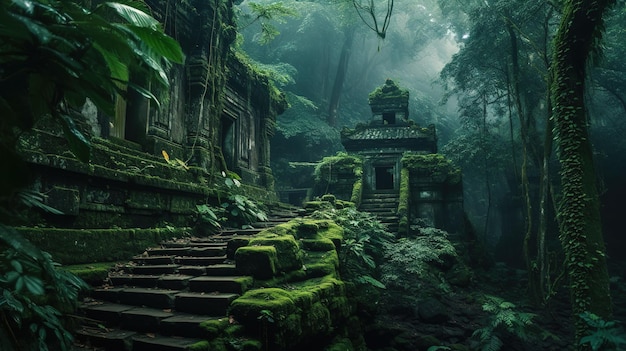 A mysterious temple in the jungle