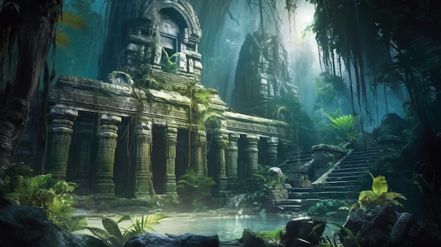 A mysterious temple in the jungle