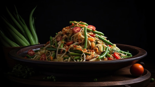 Mysterious Temptation Som Tam in Dark Mode Creating a Moody and Intriguing Culinary Experience