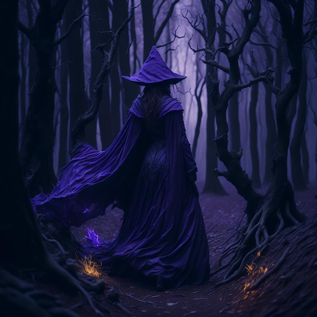 A mysterious witch cloaked in purple chaos energy