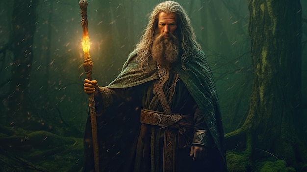 Photo mysterious wizard with hat 4k gandalf photography