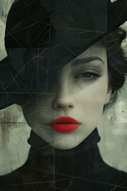 Photo mysterious woman in abstract geometric shards portrait