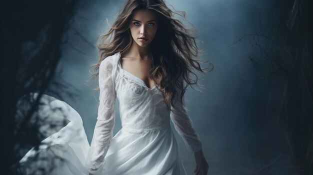 Mysterious Woman in White Dress