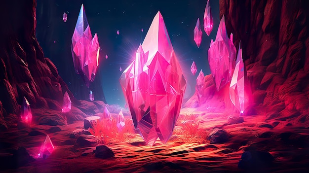 Mystic crystals synthwave 80s ai generate