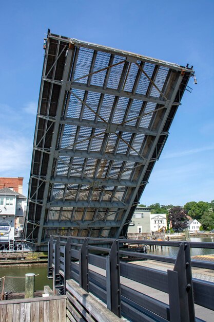 MYSTIC CT Summer 2021 Mystic Conn의 Mystic River Bascule Bridge