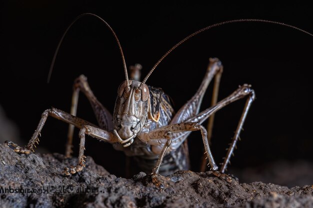 Photo mystic portrait of desert cricket beside view full body shot closeup view