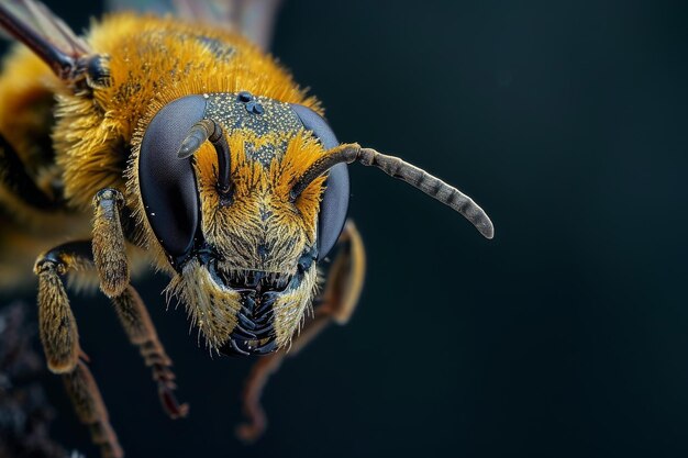 Photo mystic portrait of stingless bee in studio beside view