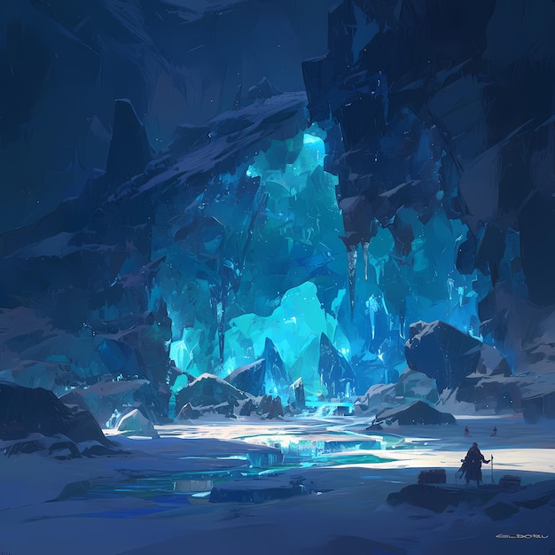 Mystic Underwater Cave Illustration