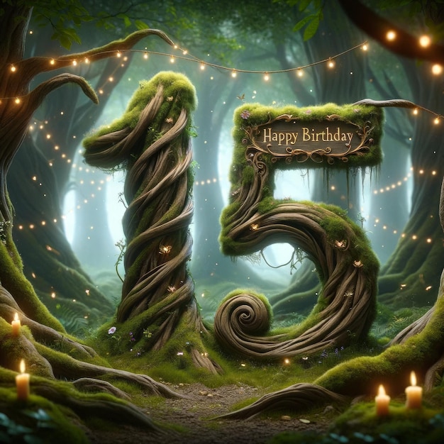 Photo mystical 15th birthday in enchanted forest