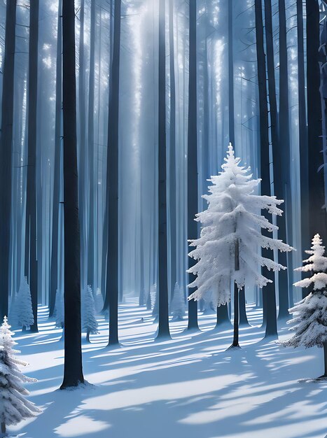 Mystical 3D forest winter shadows neutral