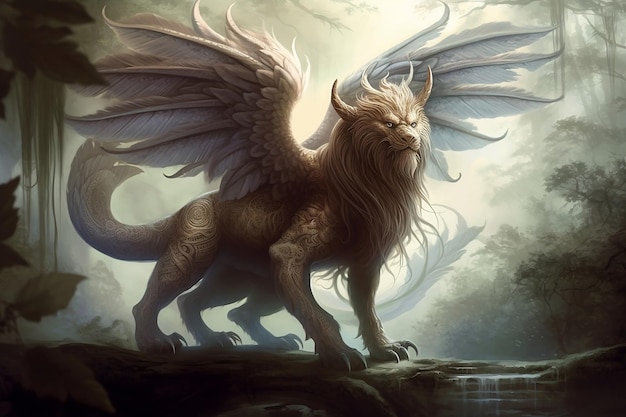 Mystical animal predator with large wings