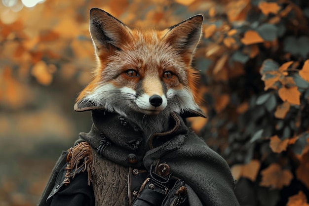 Photo mystical anthropomorphic fox wearing noble generate ai