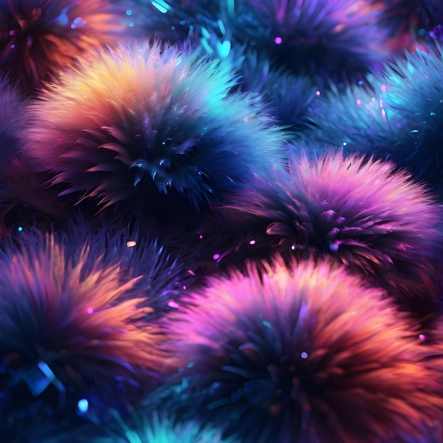 A mystical background made with fur texture bright magical neon particles 32k detailing
