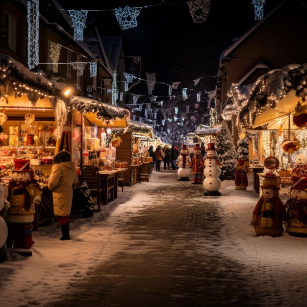 Mystical Bavarian Christmas Markets A Snowy Wonderland of Lights NightTime Food and Snow People