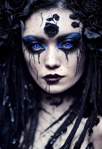 Premium Photo | Mystical beautiful fictional gothic woman in black ...